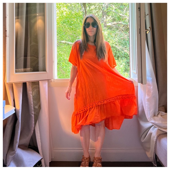 04 MADE IN ITALY 🇮🇹 LINEN  DRESS WITH LACE DETAILS 

Posh live ITALY - Picture 2 of 5